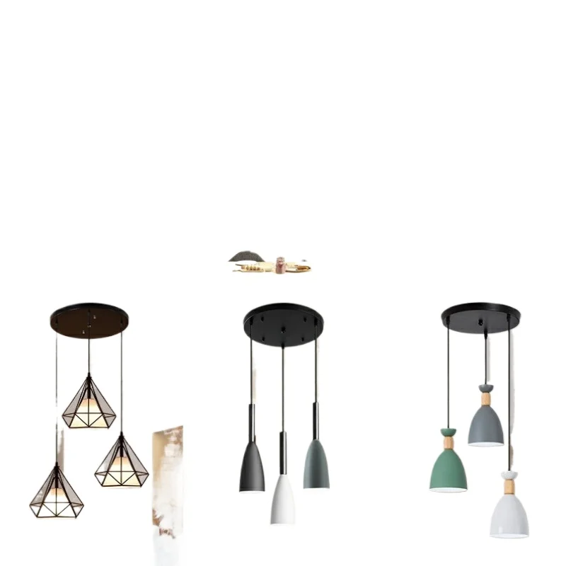 

Restaurant chandelier, three-head table light Nordic simple modern light luxury restaurant