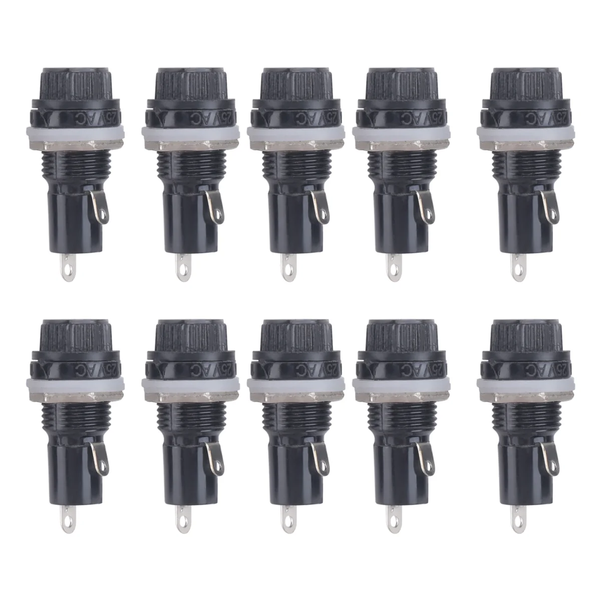 SCLS 10Pcs 10A AC 250V 5mm x 20mm 패널 장착 플라스틱 퓨즈 홀더 소켓