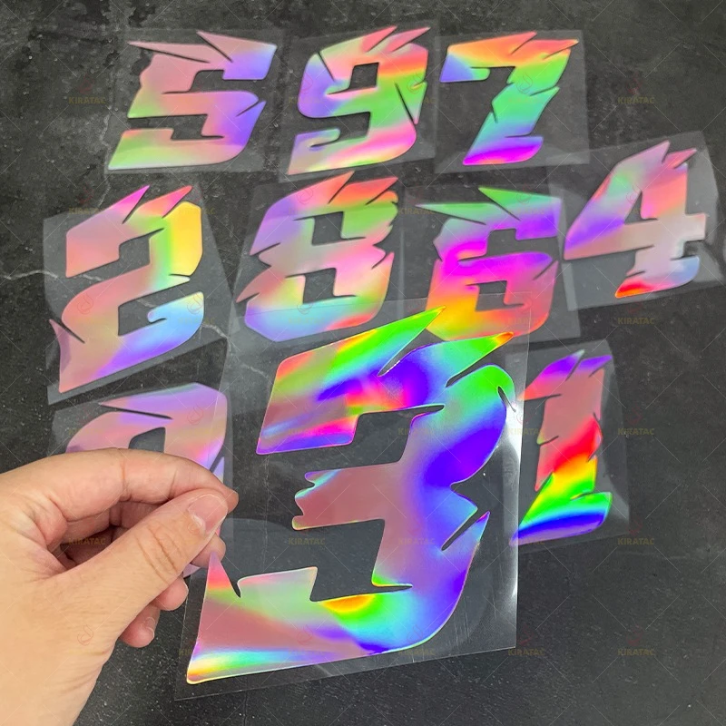 

1pc Pink Laser Motorcycle Number Sticker Waterproof for Motorcycle Fairing Helmet Fuel Tank Scooter Body Universal Vinyl Decal