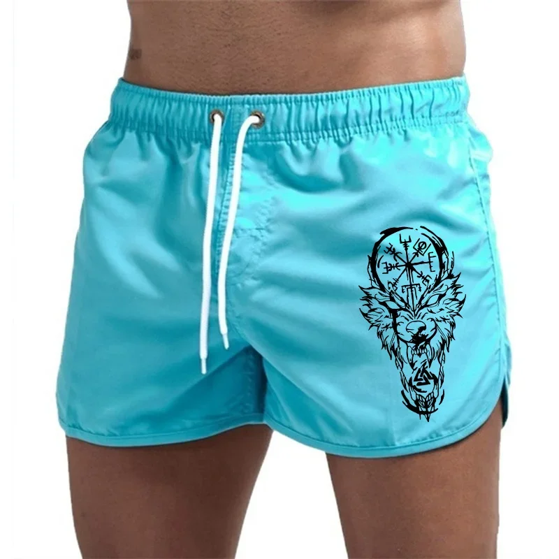 

Пляжные шорты с принтом волка викингов, летние мужские модные короткие брюки, классические мужские повседневные спортивные шорты для спортзала, фитнеса, бокса, бега, езды на велосипеде