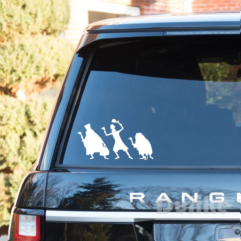 Cartoon Hitchhiking Ghosts Vinyl Sticker For Car Window Decoration, Haunted Mansion Decal For Car Truck Window Decor