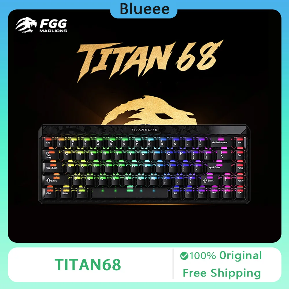 FGG Madlions TITAN68 Turbo ESports Hall Effect Toetsenbord Bedraad Magnetische Schakelaar Gaming Toetsenbord 8000Hz RT0.001mm PC Gift