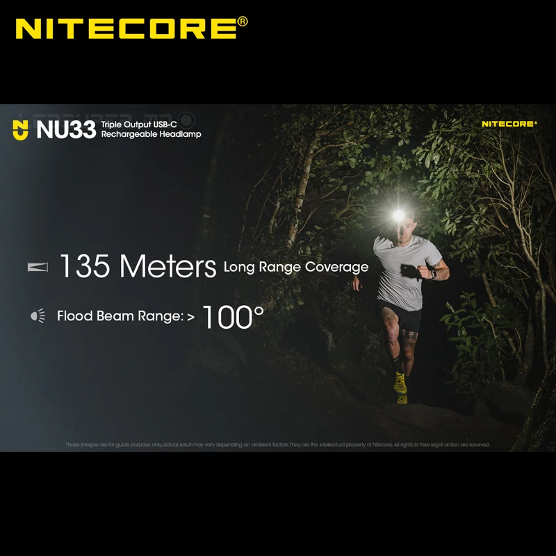 Triple Output Nitecore NU33 700 Lumen LED USB-C Rechargeable Headlamp with White and Red Beams