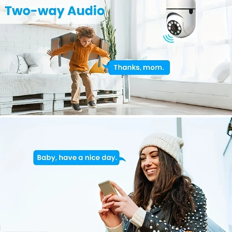 2.4GHz WiFi HD Smart Bulb Camera Automatic Motion Tracking Night Vision Two-Way Audio Wide Angle Lens Real-Time Video Streaming