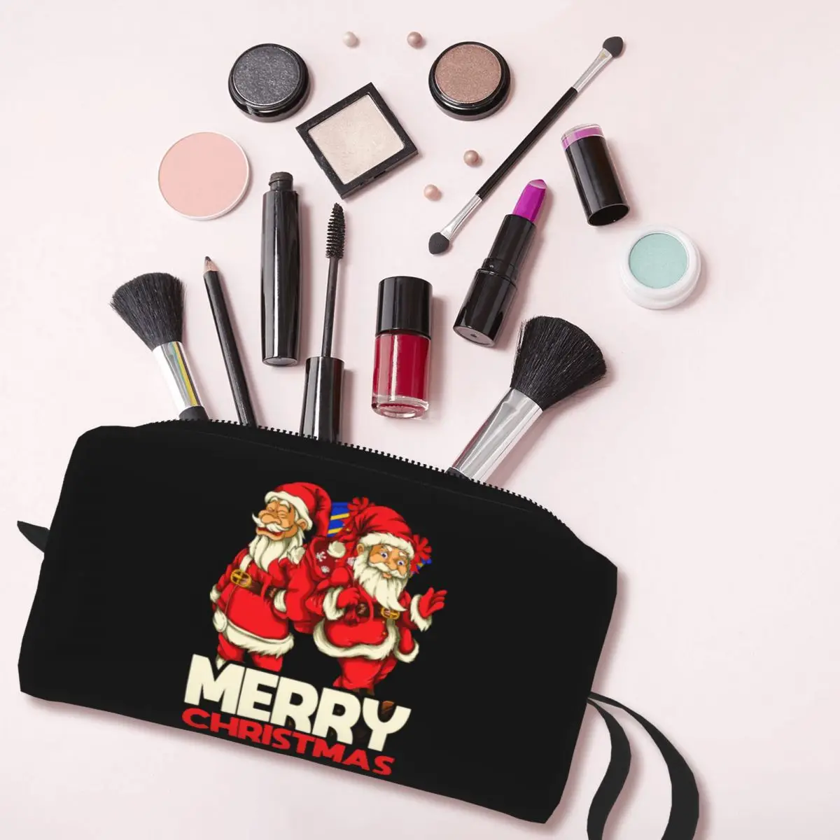 Kawaii Humor Papai Noel Travel Bolsa de Higiene Pessoal Feminina, Feliz Natal, Maquiagem Cosmética, Armazenamento de Beleza, Kit Dopp, Boas Festas