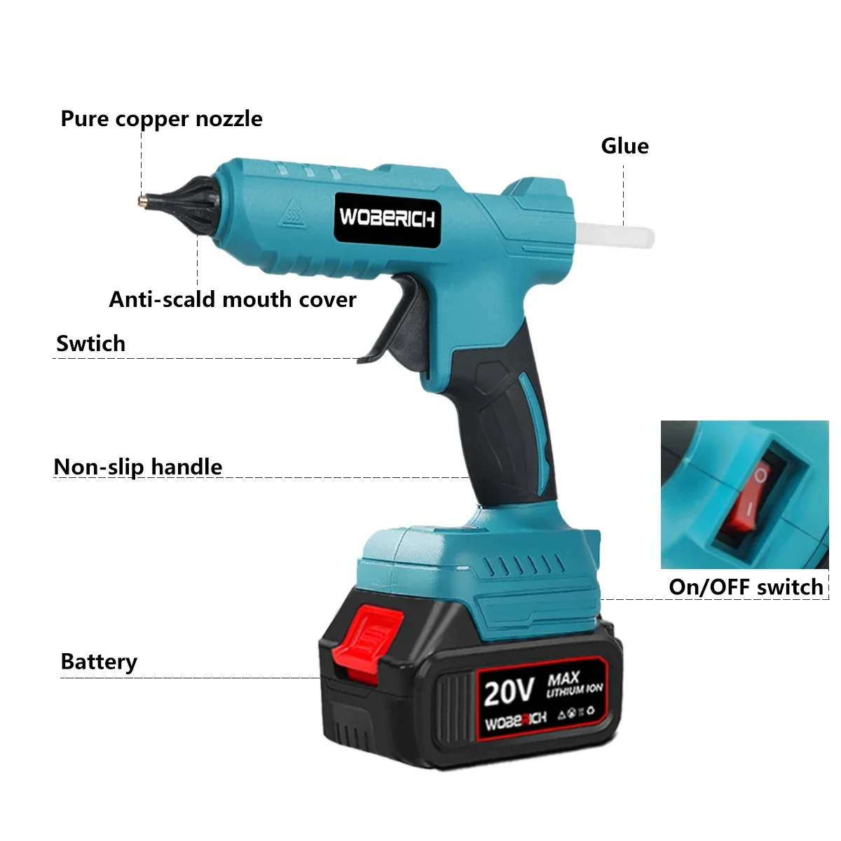 Cordless Electric Hot Melt Glue Gun for Makita 18V Battery 11mm Glue Stick Hot Melt Welding Hot Air Gun for Home Crafts DIY