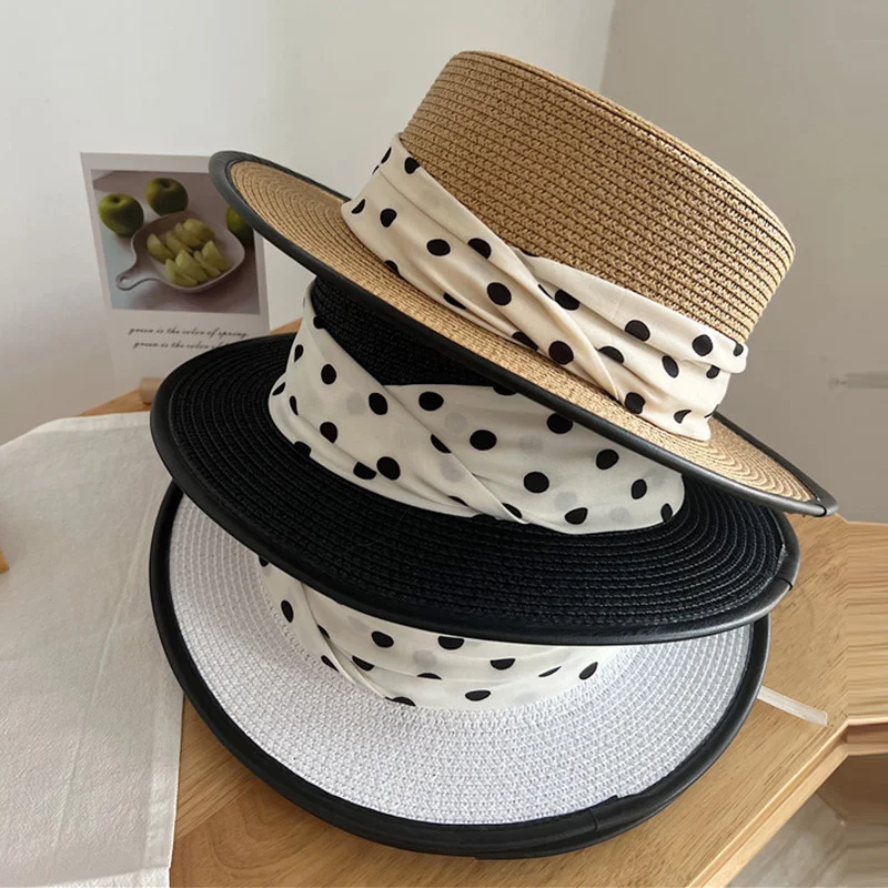 

Французская соломенная шляпа в горошек для женщин, весна-лето, повседневная модная пляжная шляпа для путешествий, подарки на фестиваль