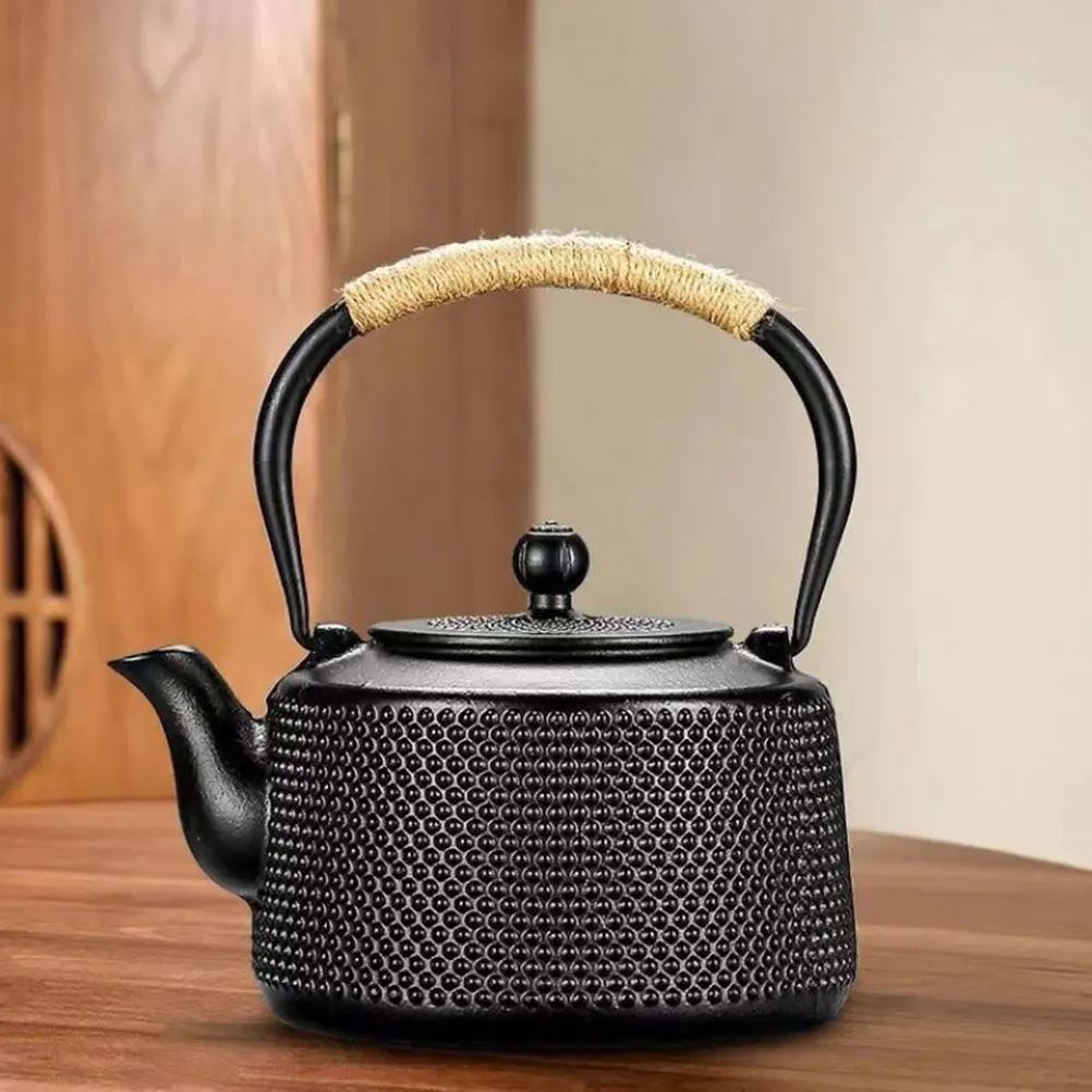 

900ml Cast Iron Teapot Vintage Japanese Style Small Retro Pot Infuser for Home Office Room Black Lightweight Iron Tea Kettle
