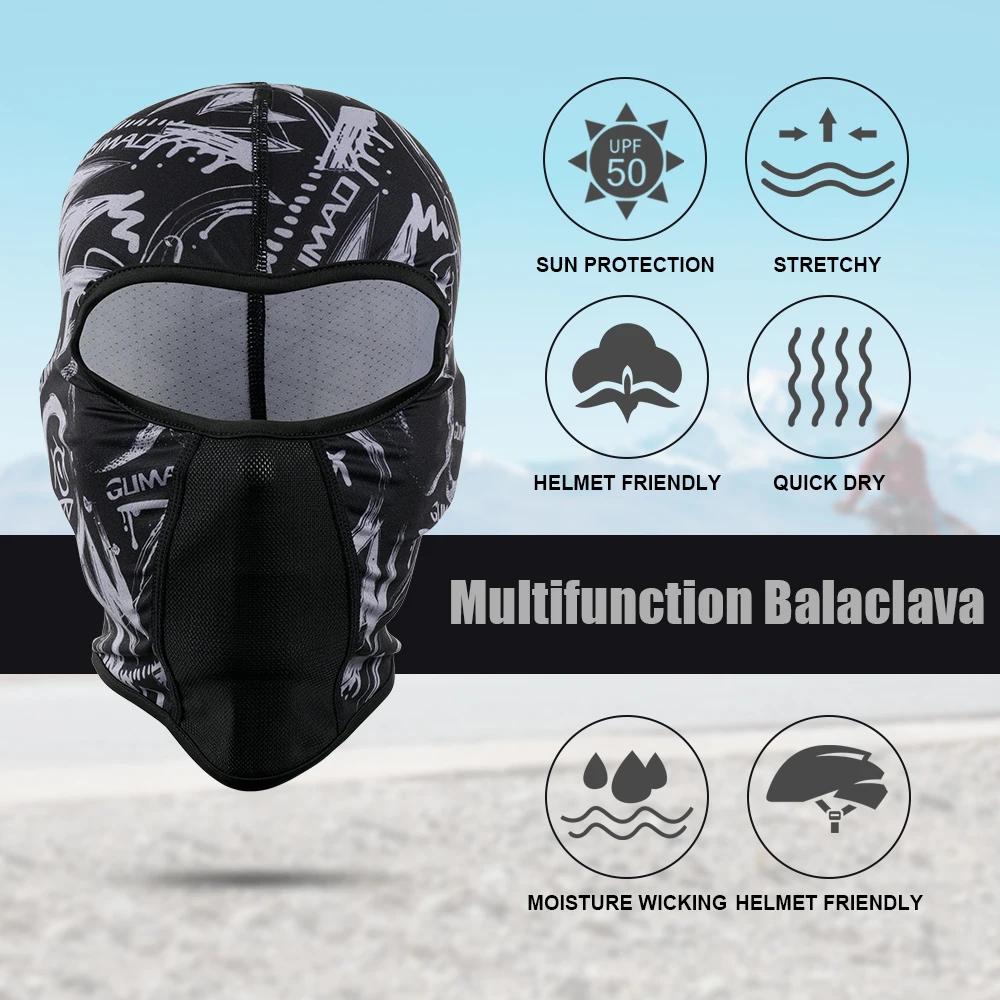 Breathable Motorcycle Balaclava Motorbike Cycling Bike Full Face Mask Motocross Moto Riding Ski Helmet Hood Cap Neck Shield Men