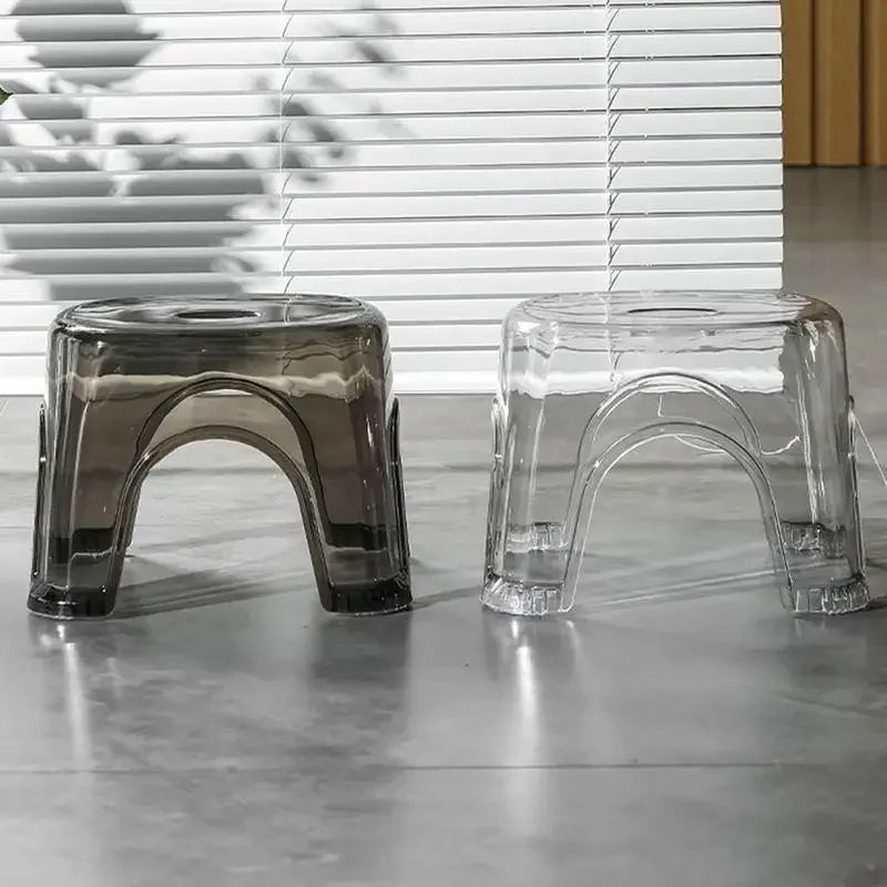 Bathroom Bath Stool Non-Slip Transparent Shoe Change Stool Toilet Thickened Plastic Low Stool for Bathroom Bedside image 2