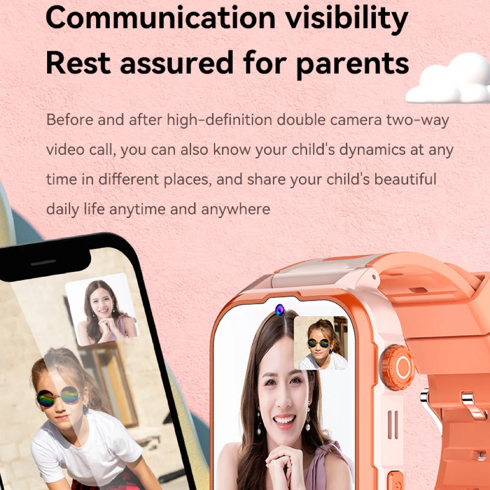 Student Kids 4G Smart Watch Video Call GPS WIFI LBS Location Voice Chat Facial Unlocking Waterproof SOS Children Smartwatch