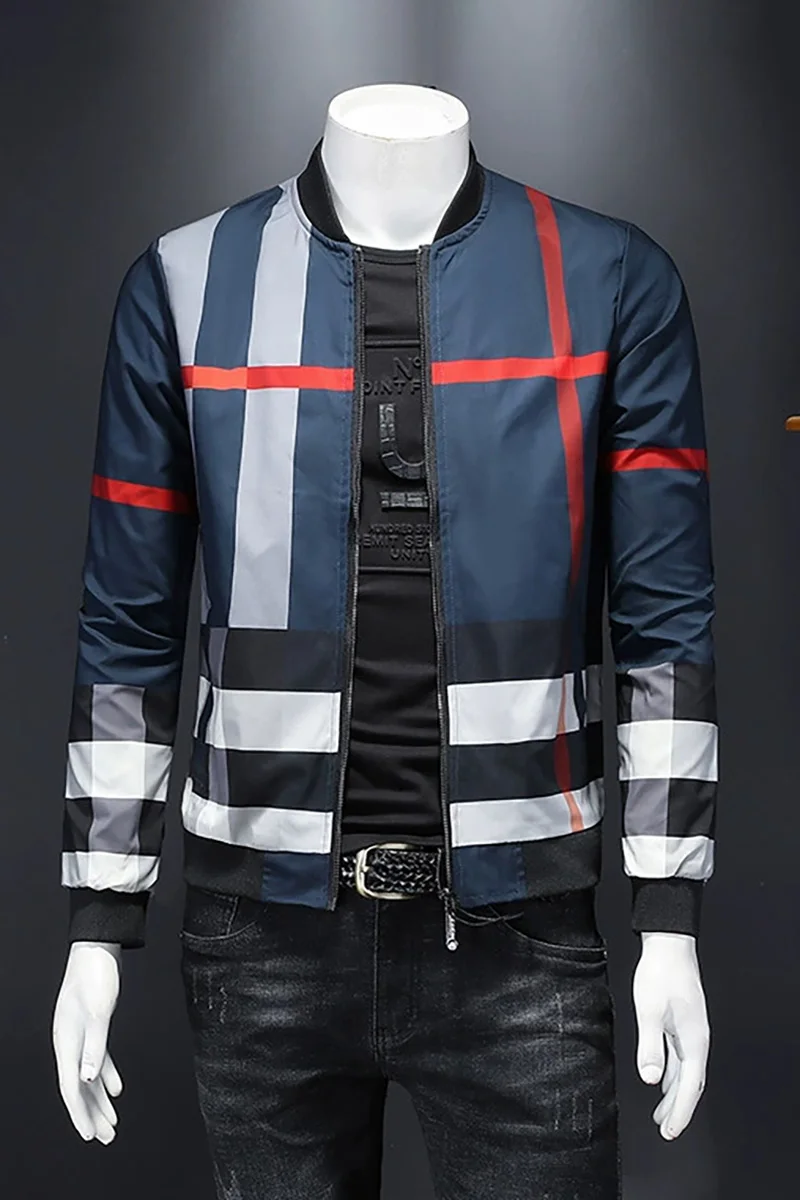 2024 Spring and Autumn Baseball Shirt, High Quality Striped Zipper Jacket, Fashionable and Casual Men\'s Slim Fit Jacket