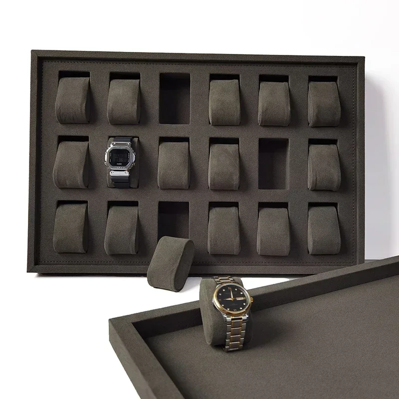 18-slot wooden flannel watch storage tray luxury storage watch box