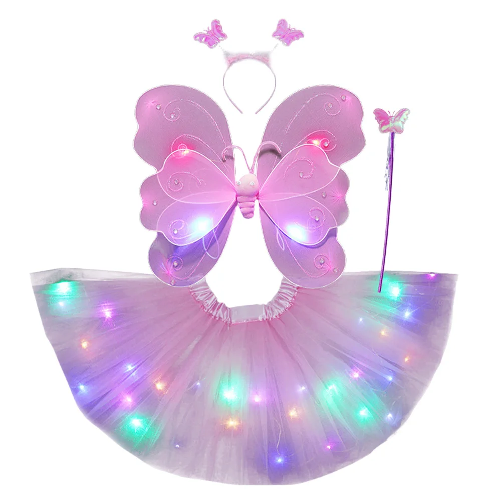 

1 Set 4Pcs Girls Festival Wing Tutu Skirt Costume Set for Themed Parties and Special Occasions