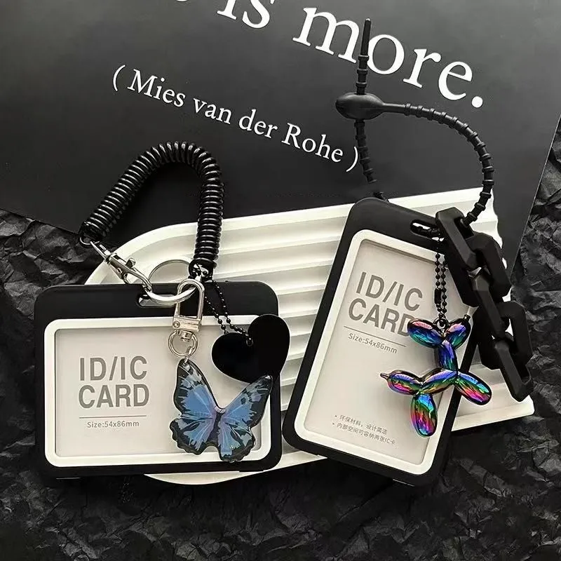 Butterfly puppy card holder keychain  bus campus card card holder work transparent card bag photo album Korean Kpop Card Sleeve