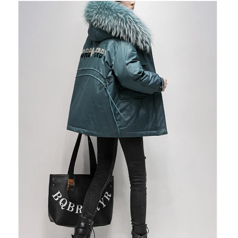 2025 inverno nuova versione coreana delle donne allentato grande collo di pelliccia moda piumino d'anatra bianca corto piumino spesso femminile caldo Parka