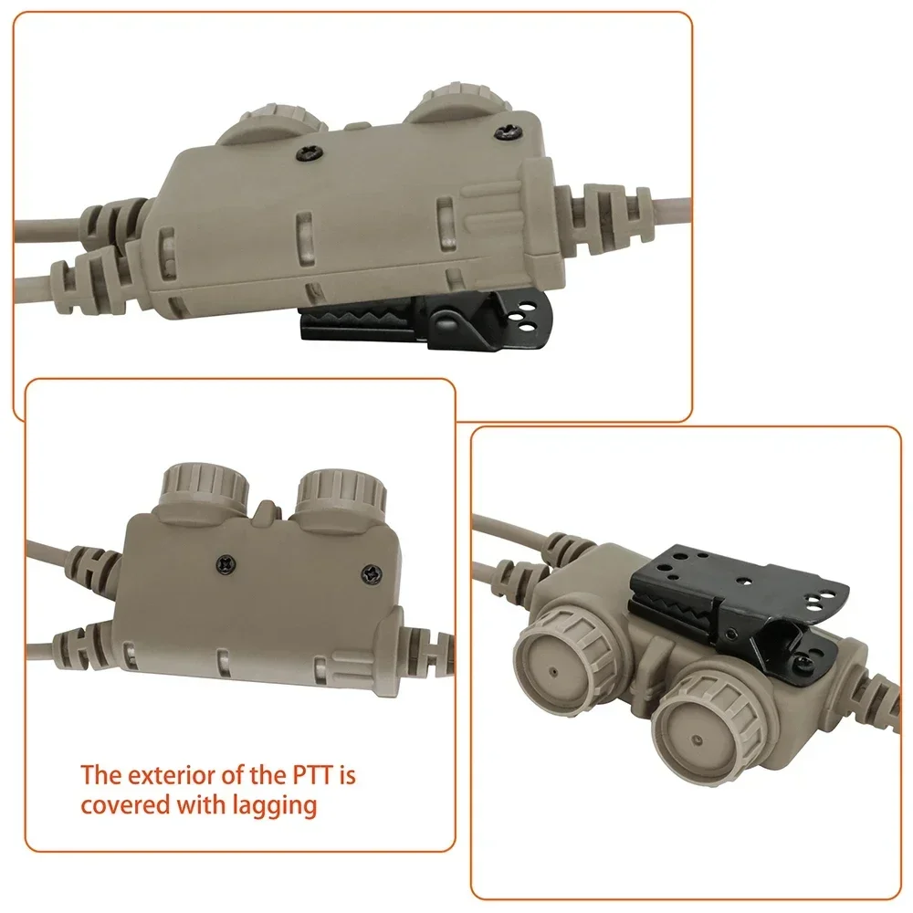 Tactische Hoofdtelefoon Dual Communicatie RAC Ptt Kenwood Plug voor Baofeng UV5R voor TAC-SKY PELTORCOMTA Airsoft Schieten Headset