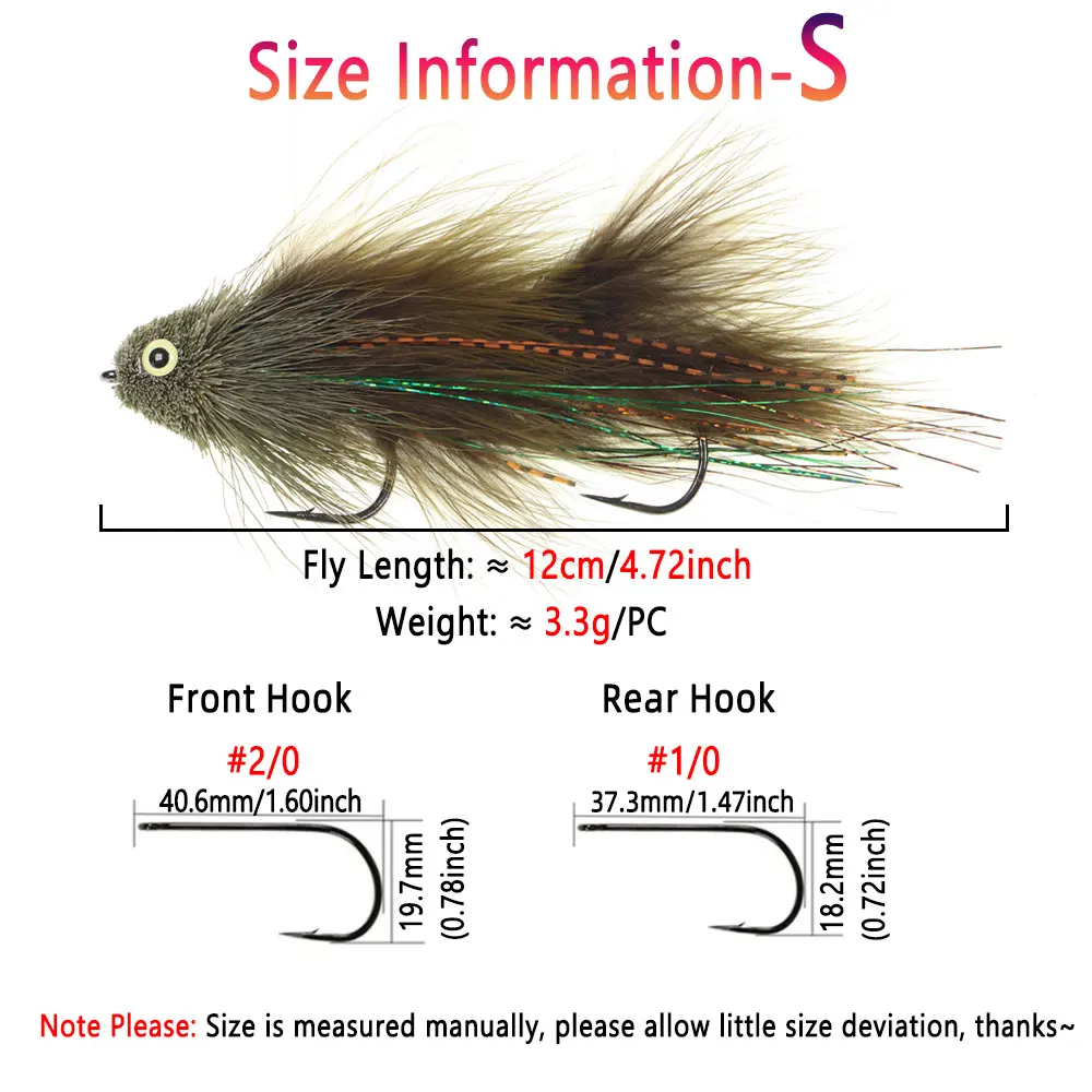 1/2 Stück Gelenkige Fisch-Streamer aus Hirschhaar, Bass- und Insekten-Streamer, Fischgräten-Streamer, Big Game Fisch, Meeresfischen, Hecht-, Barsch- und Forellen-Angelköder – Detail 3