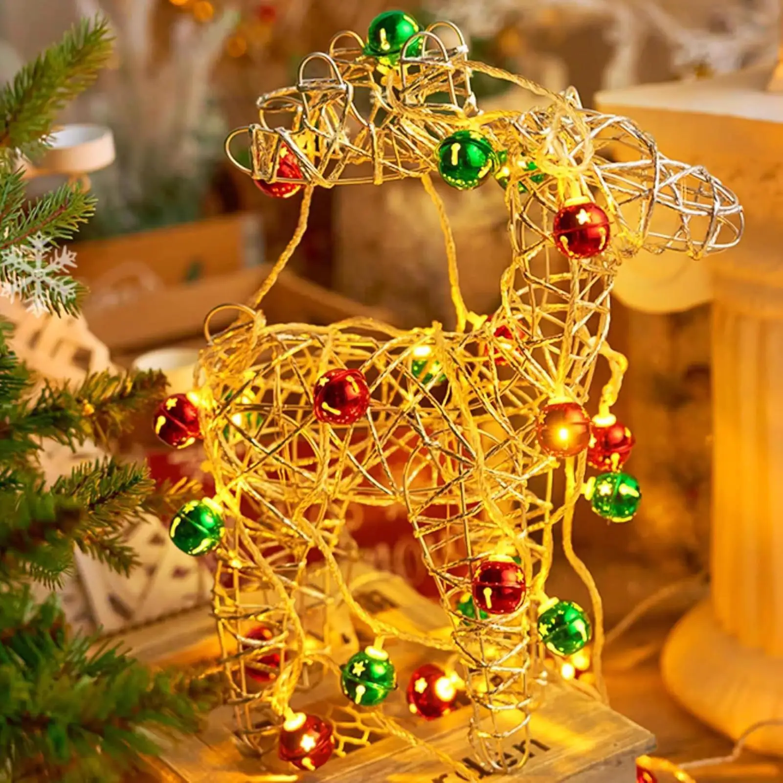 Christmas Bell String Lights Battery Operated Flexible LED Christmas Tree Decorations Festival Indoor Fireplace String Lights - view 3