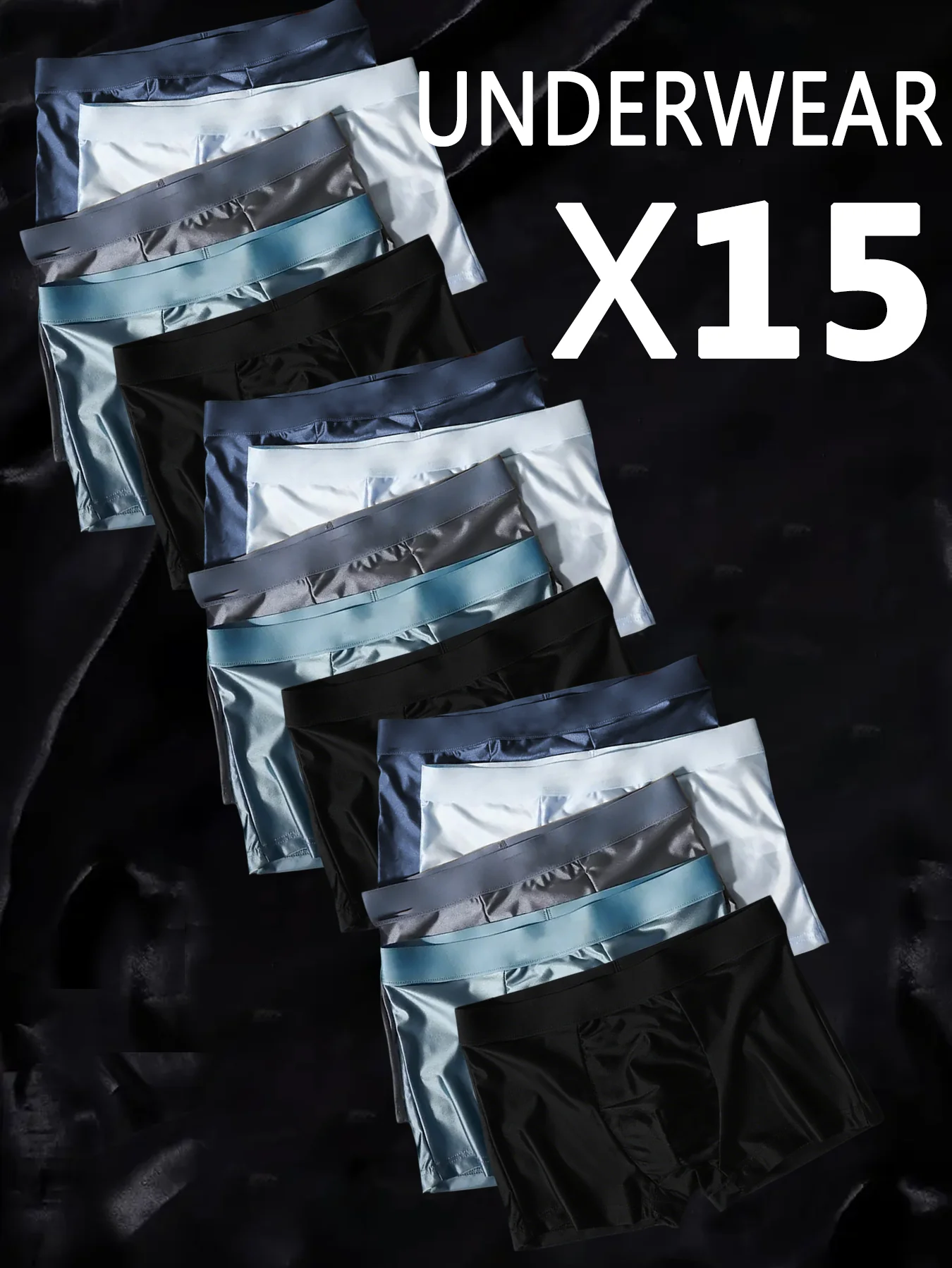

15 шт. мужское нижнее белье из ледяного шелка, однотонные ультратонкие дышащие мягкие трусики для повседневного ношения ﻿