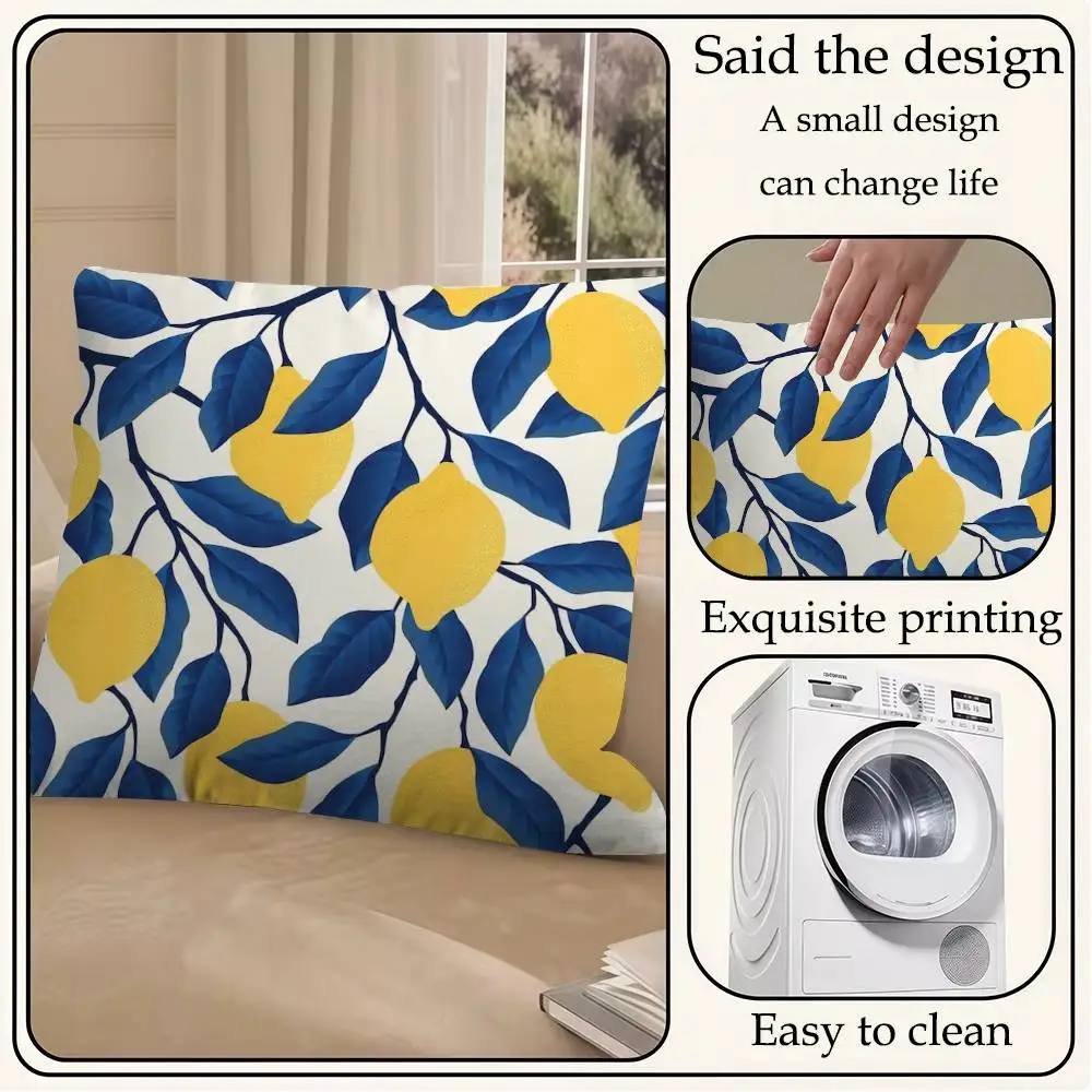 

Lemon Cushion Cover Car Throw Pillow Case For Sofa Car Christmas Gift 40x40cm 45x45cm