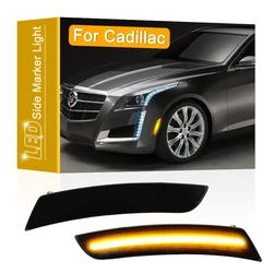 Smoked Lens Front Amber LED Side Fender Marker Lamp Assembly Parking Lights For Cadillac CTS 2014-2018 ATS 2015-2018