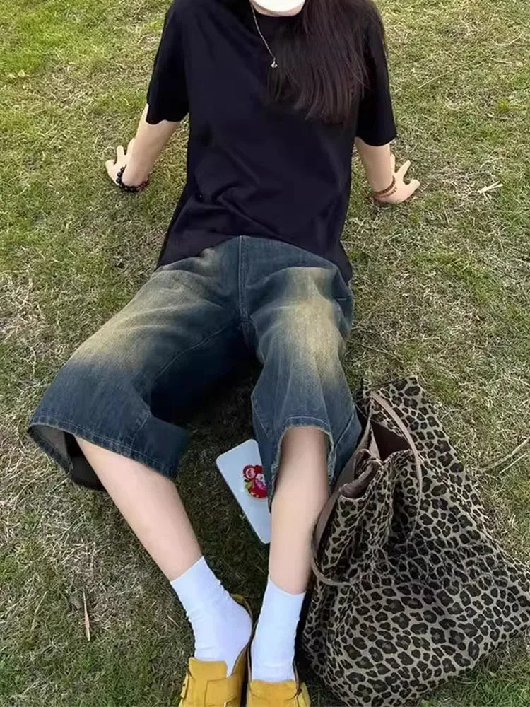 

Джинсы с высокой талией и широкими штанинами на семь футов, женские свободные повседневные джинсовые брюки High Street Sle, осенние новые большие размеры для похудения