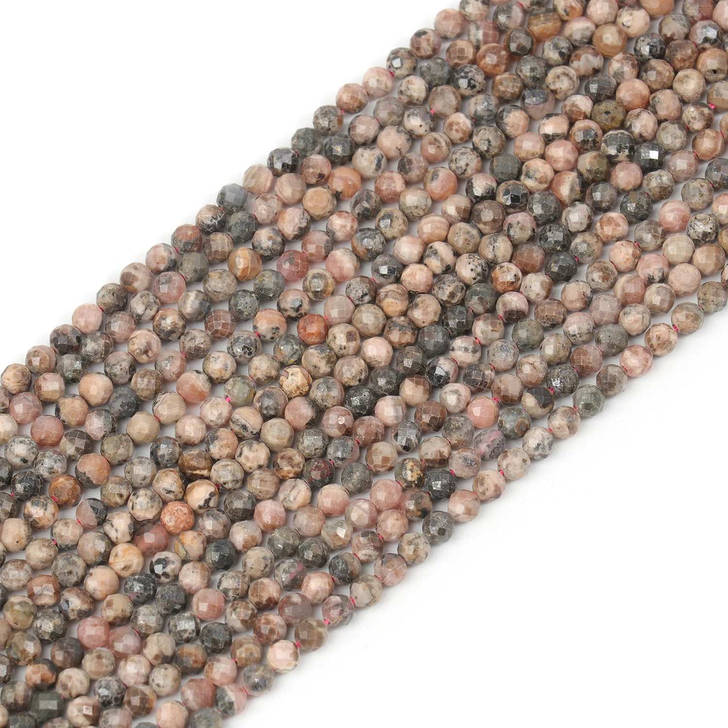 Großhandel Facettierte 2 3 4mm Naturstein-Spitzenrhodonit-Perlen Runde Kleine Lose Perlen für Schmuckherstellung DIY Armband Halskette – Detail 2