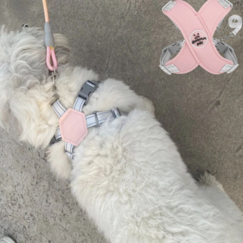 Dog Leash Vest Chest Strap Reflective and Breathable Chest Carrier Back Pet Traction Rope Dogs Leash For Outdoor