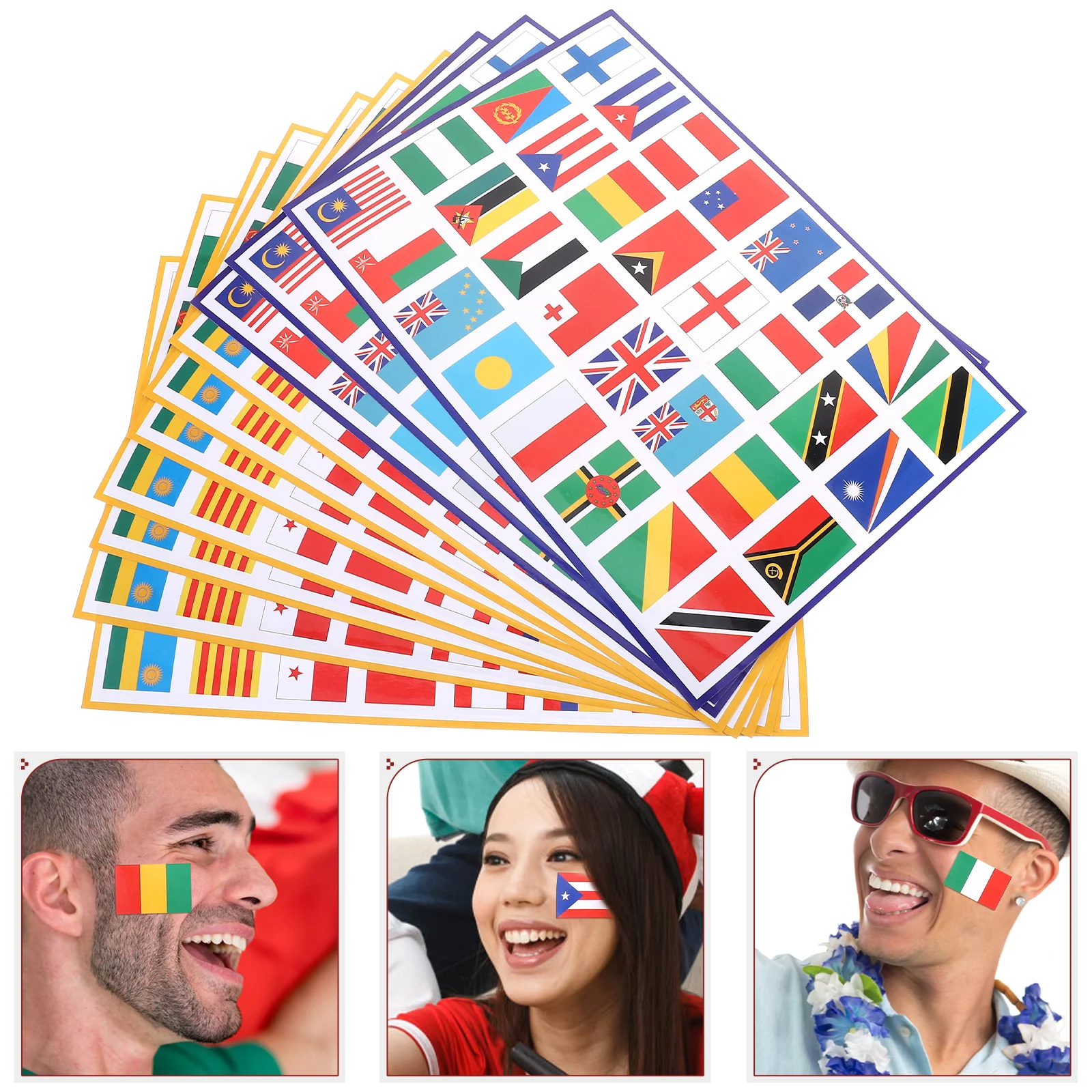 

10 Sheets World Flags Sticker Decorative Country Stickers Football Cup Decals PVC Adhesive of The Decors Soccer