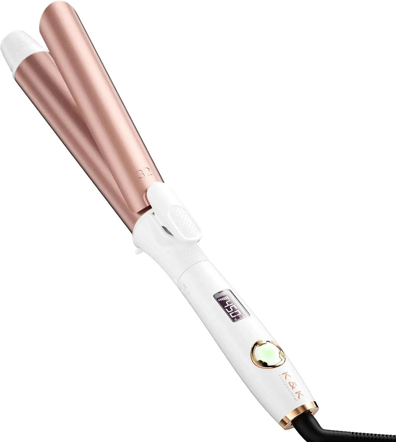 Long Barrel Curling Iron, 1 1/4 Inch Clipped, Ceramic Coating, Dual MCH Heater Up to 450F, Worldwide Voltage for Travel