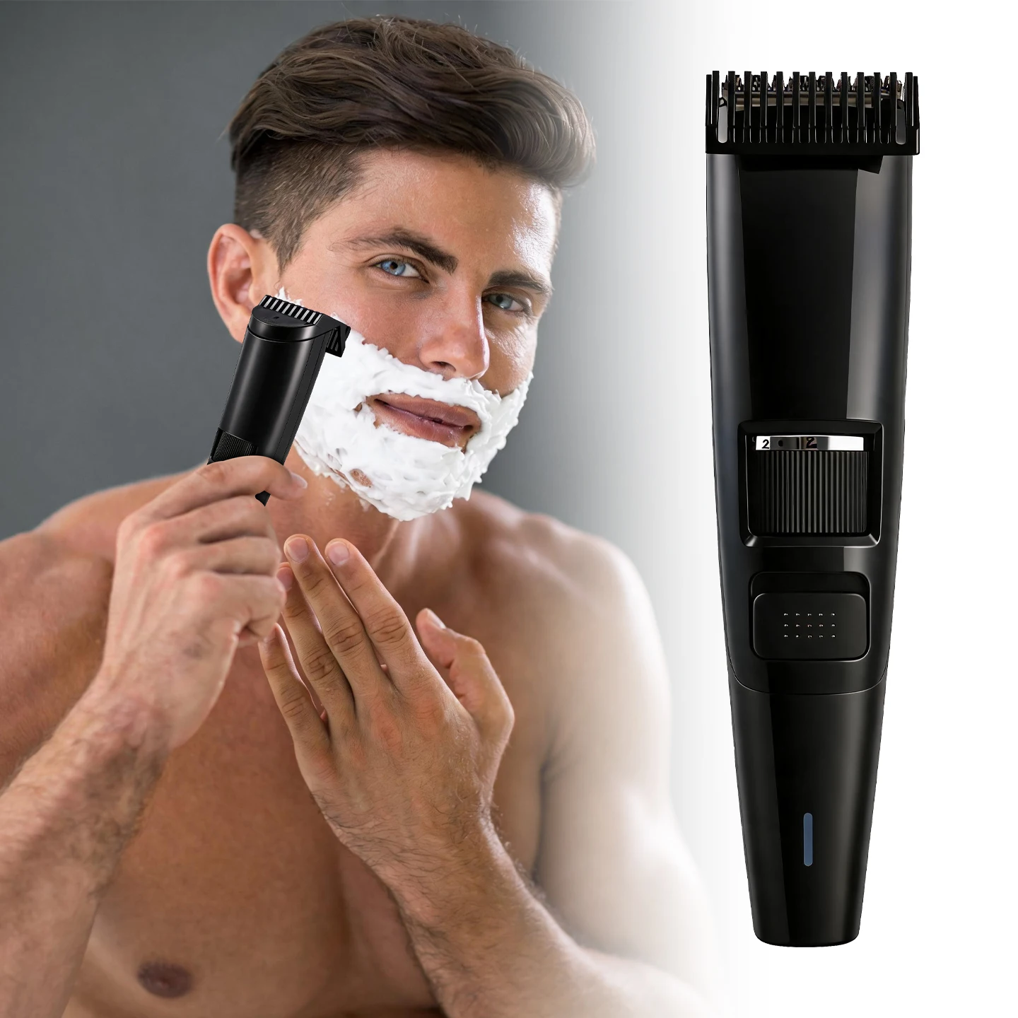 OMUONE Beard Trimmer for Men Cordless Adjustable Beard Mustache Trimmer with Built-in Vacuum Wet/Dry Clipper Travel-Friendly