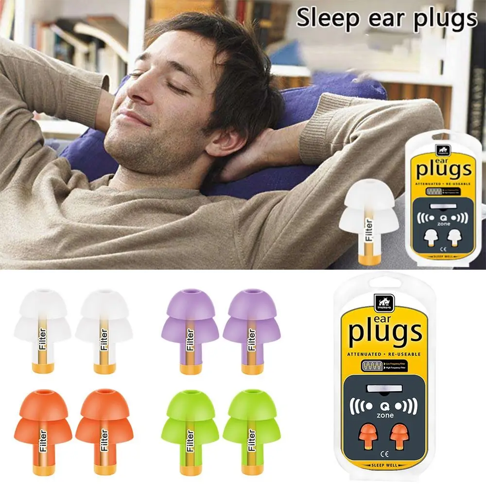 Silicone Filter Earplugs Tool Sound Insulation Sleeping Anti-noise Ear Plugs Soft Learning Ear Protection Unisex