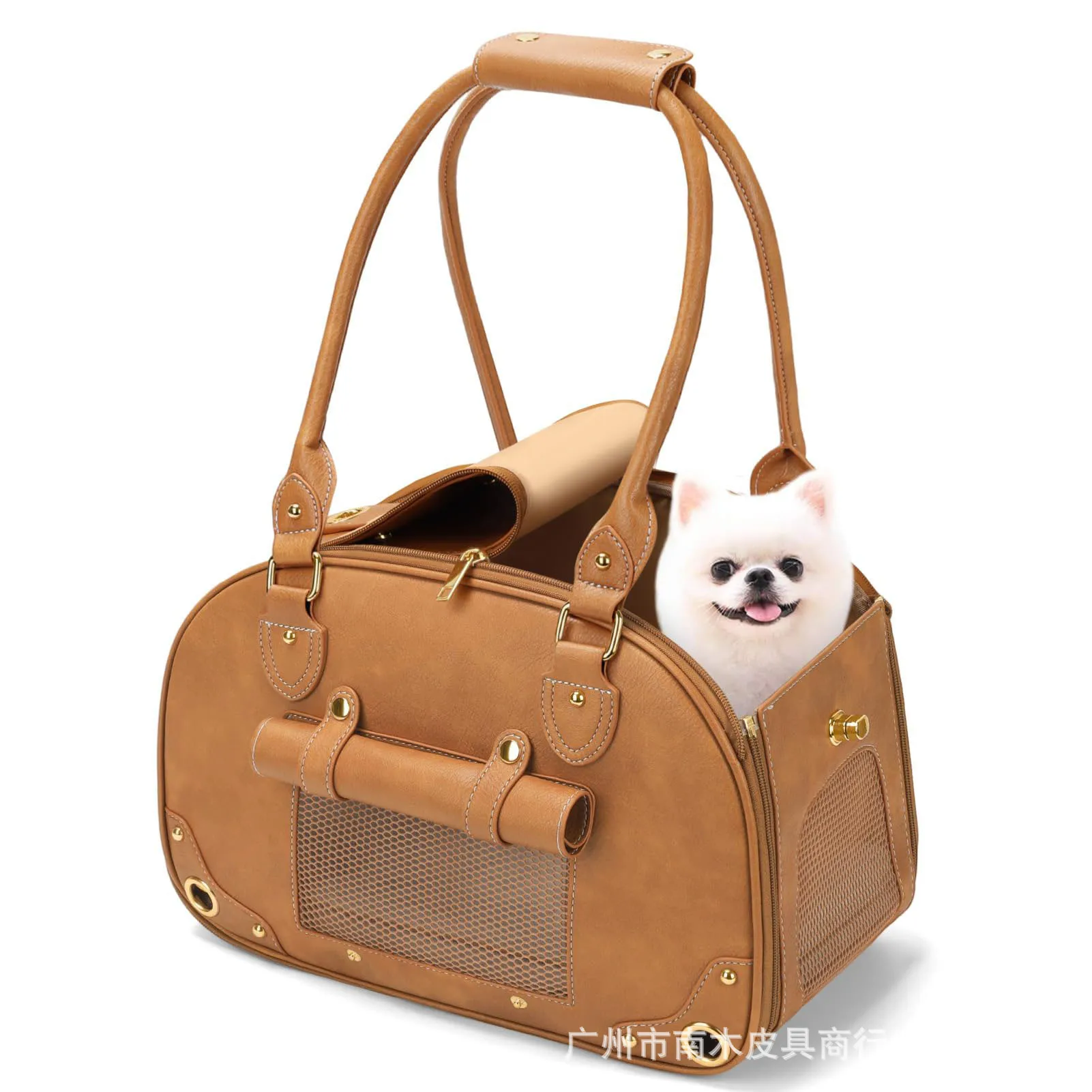 Bolso de transporte de cuero para perros y gatos: jaula portátil - imagen 5
