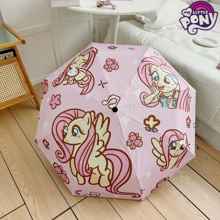 Cartoon My Little Pony Fully Automatic Umbrella Cute Girls Sun Protection Anti-UV Folding Sun Umbrella for Rainy or Rainy Days