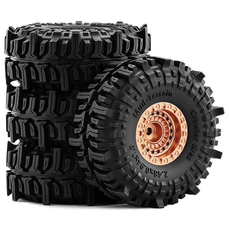 1.0 inch Metal Beadlock Wheels Rims Tires Set for 1/18 Traxxas TRX4M 1/24 Axial SCX24 AX24 FCX24 RC Crawler Upgrade Parts 4