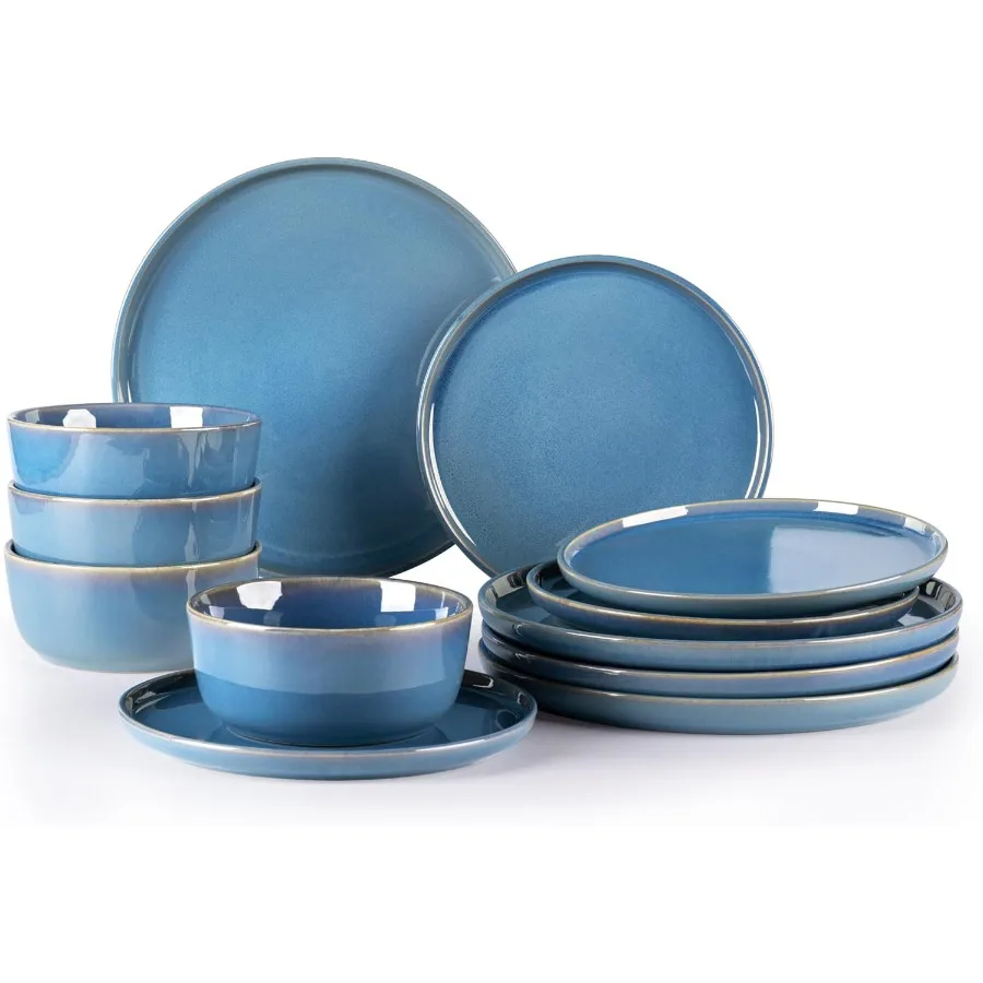 

Наборы керамической посуды на 4, 12 шт., наборы каменных тарелок и мисок, посуда с реактивной глазурью, устойчивая к царапинам посудомоечная машинаandMi