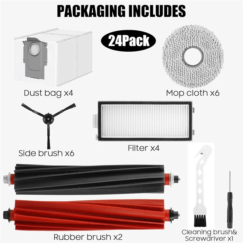 

ABFY-Accessories For Roborock Qrevo Master/Qrevo Slim Vacuum Cleaner Main Side Brush Hepa Filter Mop Cloth Dust Bags