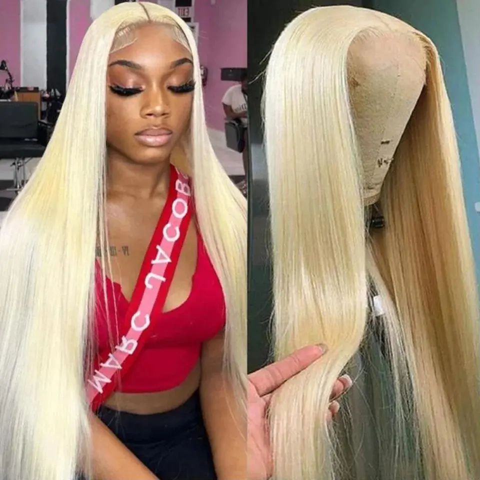 20 Inches 613 Blonde 13x4 HD Lace Frontal Wig 13x6 Lace Wig Straight Transparent Preplucked Brazilian For Women 180 Density