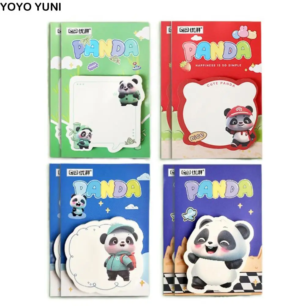 กระดาษโน้ตแพนด้า 8 ชิ้น 50 แผ่น แบบหนา ลอกออกได้ ติดเองได้ 4 แบบ กระดาษโน้ตแบบติดเอง เครื่องเขียน