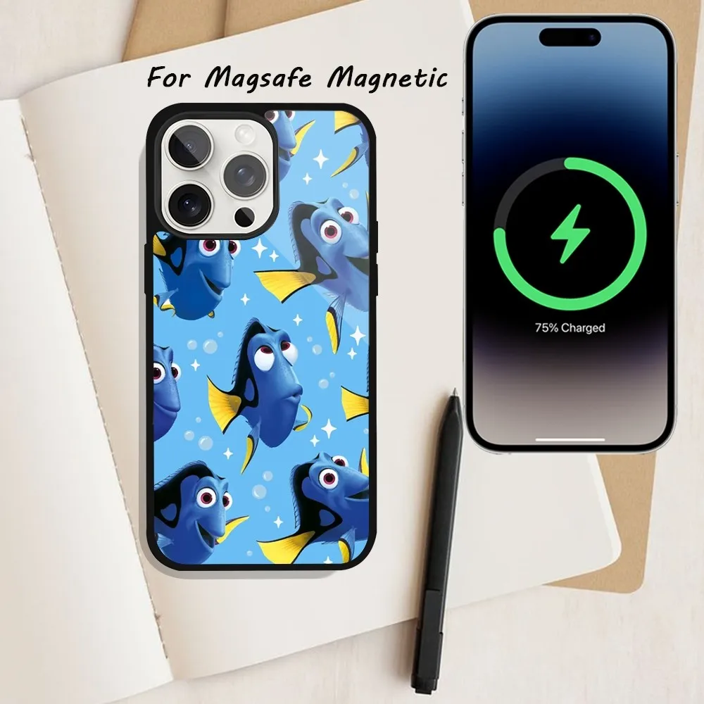 MINISO Diensy F-Finding Nemo Phone Case  For iPhone 15 12 13 14 11 Pro Plus Max Magsafe Magnetic Wireless Charging shell