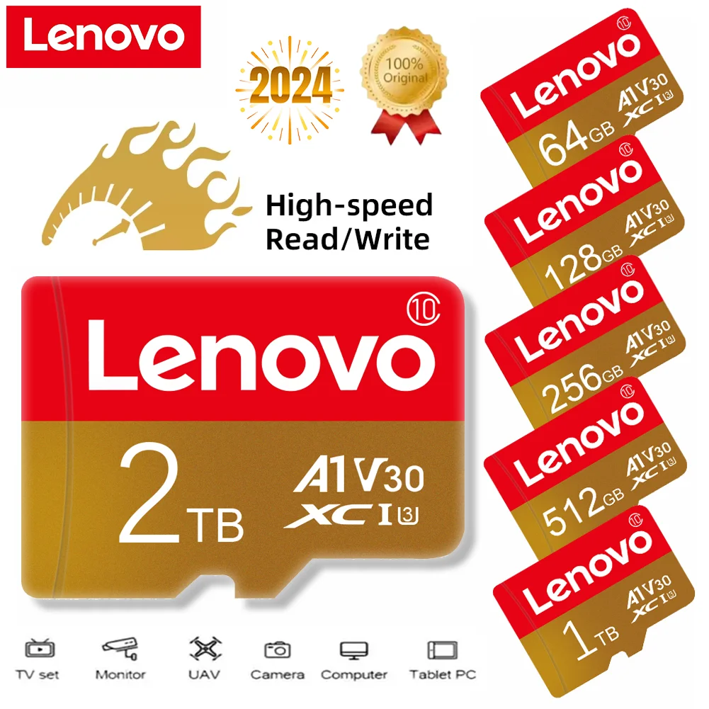 Lenovo 2TB Micro TF SD Card 1TB 512GB Memory Card 128GB Class 10 Mini SD Card 256GB TF Flash Memory Card For Phone Drone Tablet