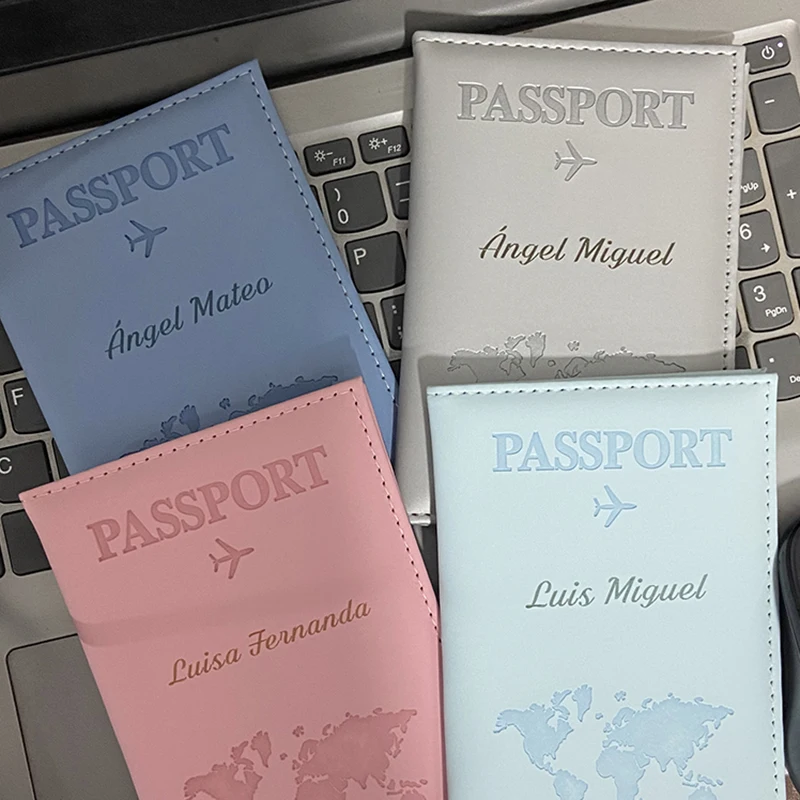 Fashion Map Logo Passport Holder Women Men Travel Wallet Pu Cover for Passport Candy Color Passports Protector