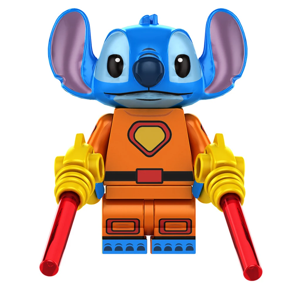 New Stitch Alien Cartoon Doll Building Blocks Kawaii Mini Action Figure Head Assembly Toys Children\'s Educational Toys Gift