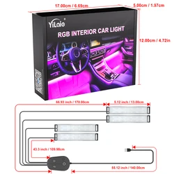 Ambient RGB LED Smart Car Lights Interior with Music Mode APP 3 Key Remote Control  Car Interior Neon Auto Decoration DC 5V/12V