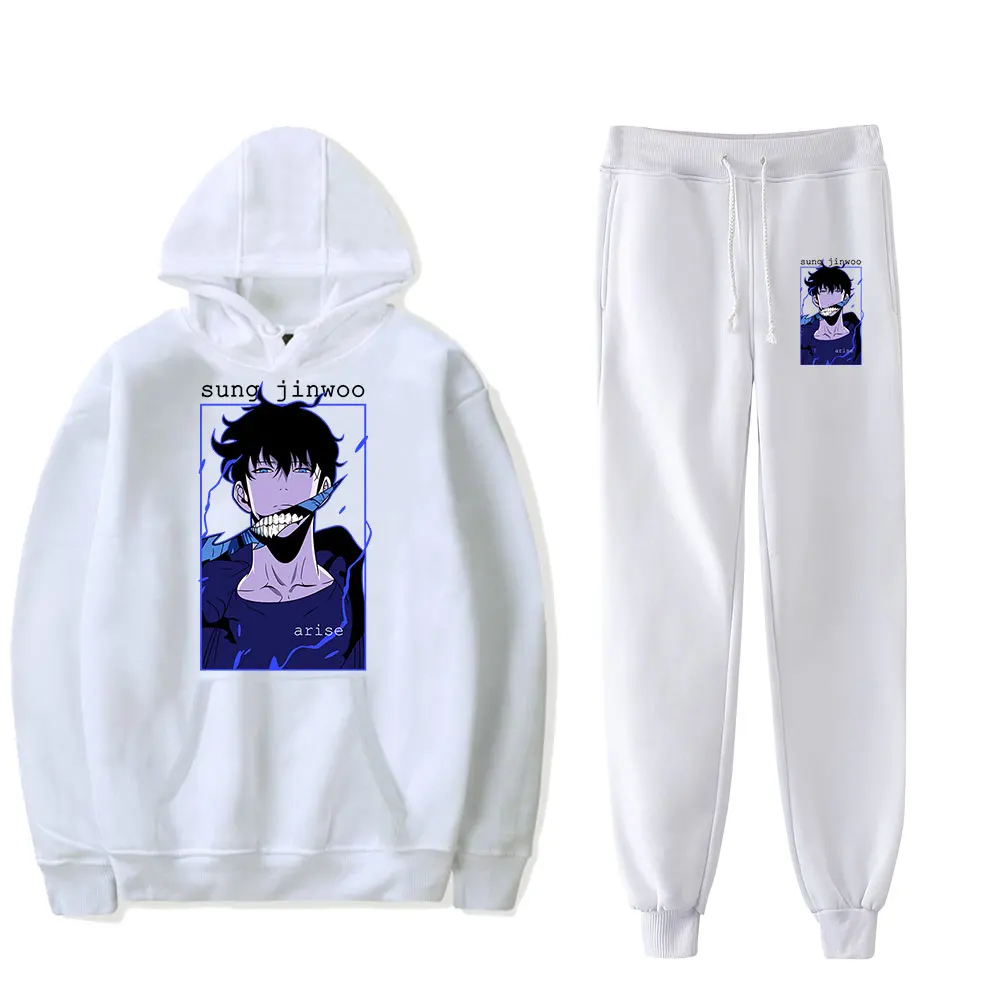 Fashion Solo Leveling Sung Jinwoo Tracksuit Men Women Two Piece Set Sweatshirts+Sweatpants Daily Clothes Sports Hoodies Suit