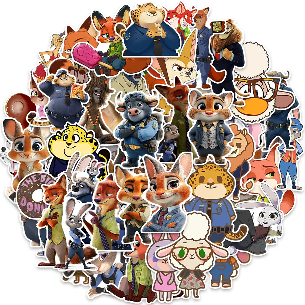 10/30/50pcs Disney Cute Zootopia Stickers Cartoon Judy Hopps Nick Wilde Decals Laptop Scrapbook Phone Graffiti Sticker Kids Toys