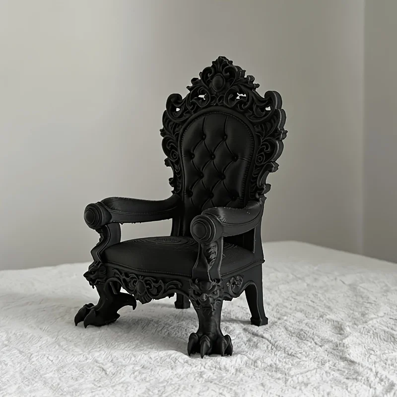 1-Piece Luxury Throne Model – Gothic Style – Dark Brown/Black with Gold Accents – Stable Base – Suitable for Desktop, Game Room, Office, Cinema Decoration – Medieval King/Queen Seat – Collectible Doll Display Stand – Home Decor Highlight Item - view 4