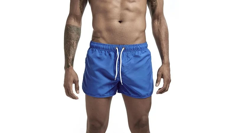 Men's Solid Color Swim Trunks, Summer Quick Dry Breathable Casual Beach Shorts Plus Size Drawstring Bathing Shorts