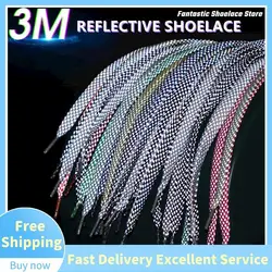 Cordones reflectantes para zapatillas de deporte para adultos y niños, cordones de zapatos planos, luminosos que brillan por la noche, deportivos para correr, 3M